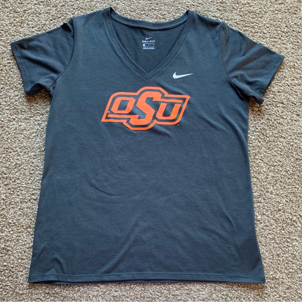 Nike Women’s Dri Fit OSU V Neck T Shirt Sz L - Picture 1 of 5